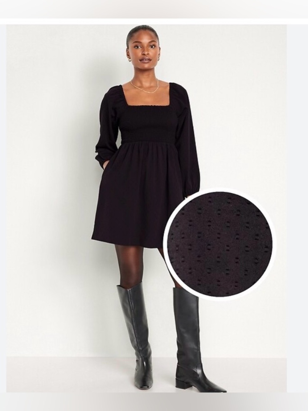 BNWOT Old Navy Fit & Flare Square-Neck Clip-Dot Mini Dress